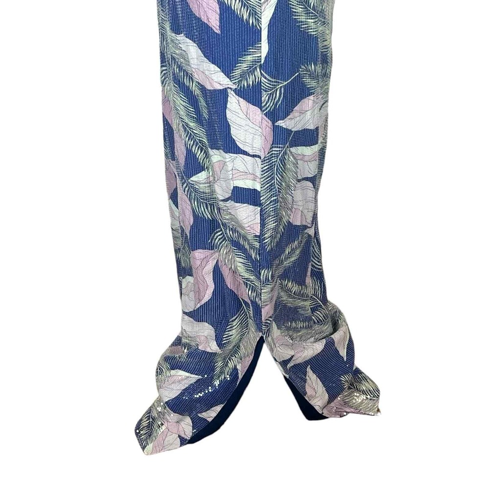 JS Collections Carmen Navy Multi Sequin Leaf Print Column Gown Size 6 NWT - Picture 8 of 16